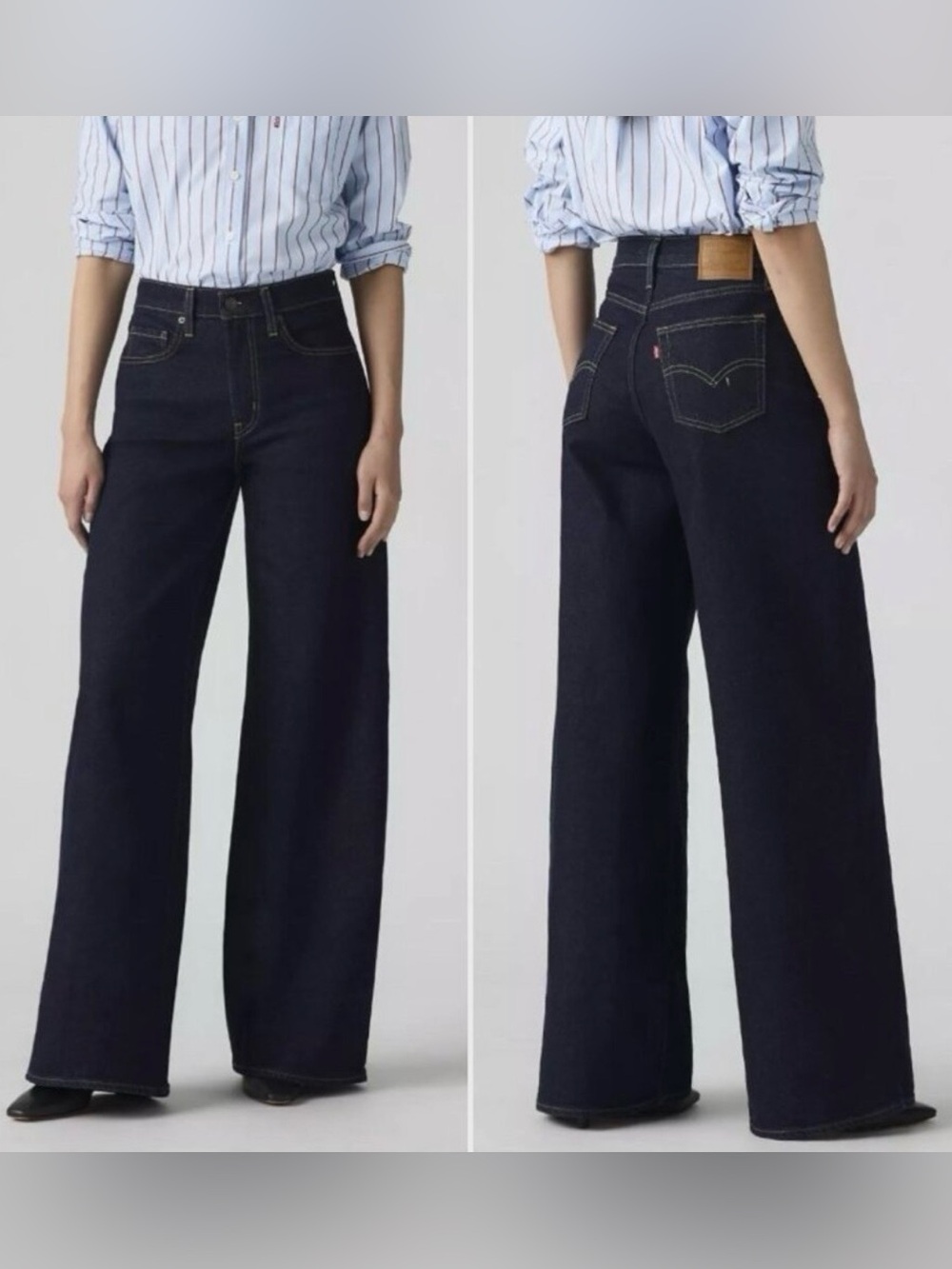 Levi's Premium 728 High Rise Wide Leg Jeans Women's 27x32 Dark Wash NWT $110